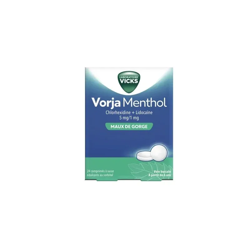 Vicks Vorja Menthol Maux de Gorge 24 comprimés à sucer - Univers Pharmacie