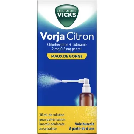 Vicks Vorja Citron Maux de Gorge Spray 30ml - Univers Pharmacie