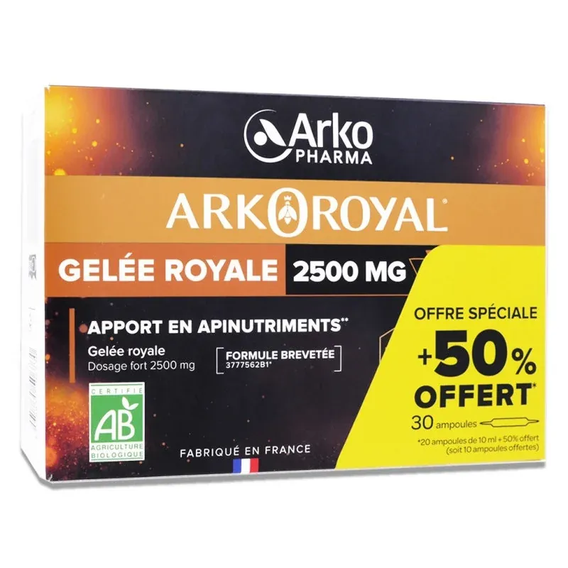 Arkopharma Arkoroyal Gelée Royale 2500mg 30 ampoules - Univers Pharmacie