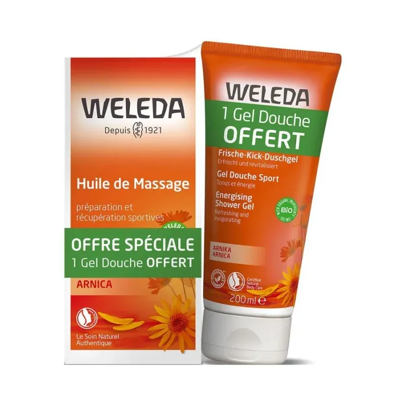 Weleda Duo Arnica Huile de Massage 200ml + Gel Douche Sport 200ml - Univers Pharmacie