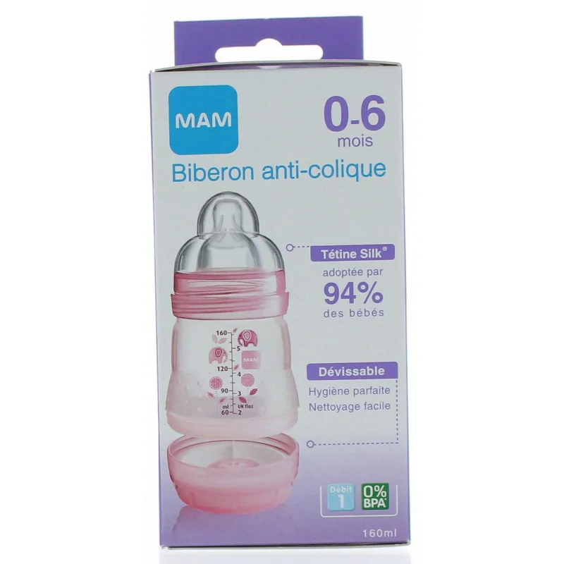 Mam Biberon Easy Start anti-colique 160ml Rose 