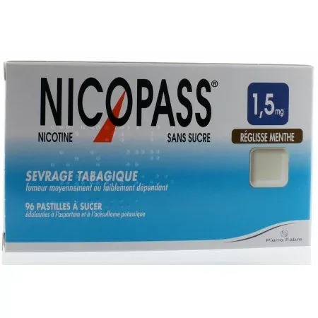 Nicopass 1,5 mg Réglisse-Menthe 96 pastilles