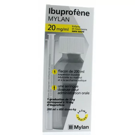 Ibuprofène Mylan 20mg/ml 200ml - Univers Pharmacie