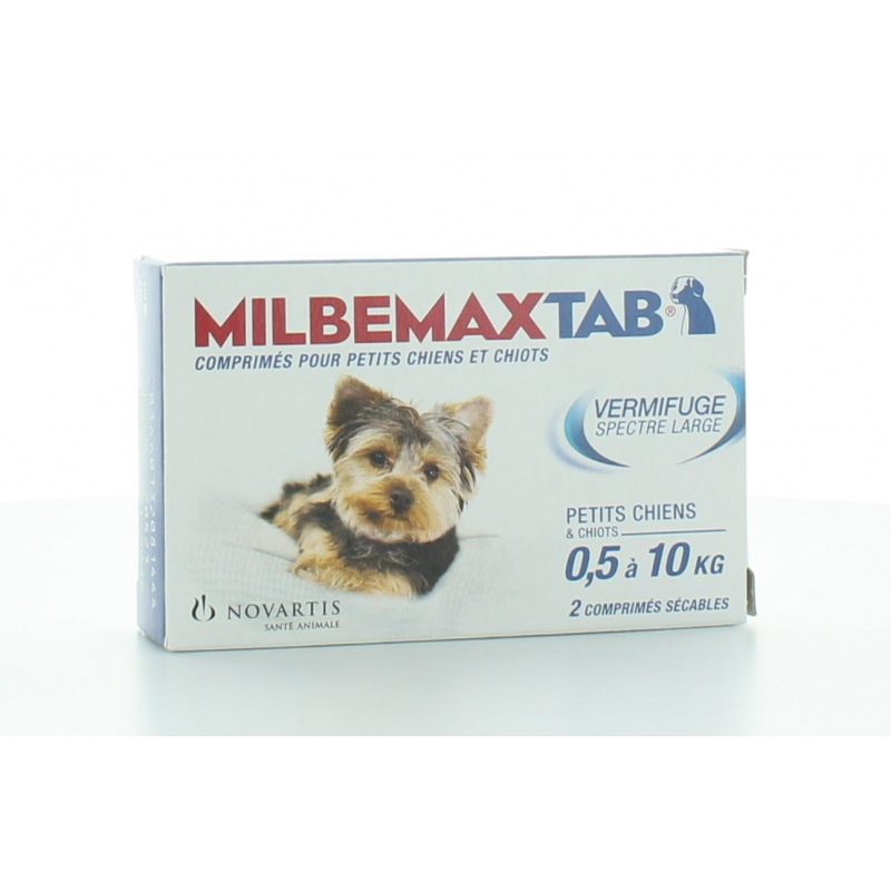 ﻿Milbemaxtab Vermifuge Chiens 0,5-10kg 2 comprimés - Univers Pharmacie