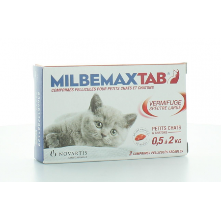 ﻿Milbemaxtab Vermifuge Chats 0,5-2kg 2 comprimés