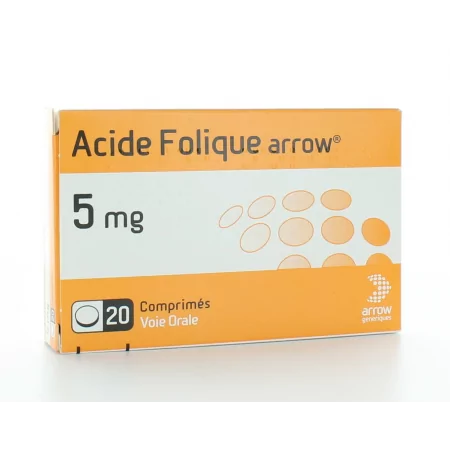 Acide Folique Arrow 5mg 20 comprimés - Univers Pharmacie