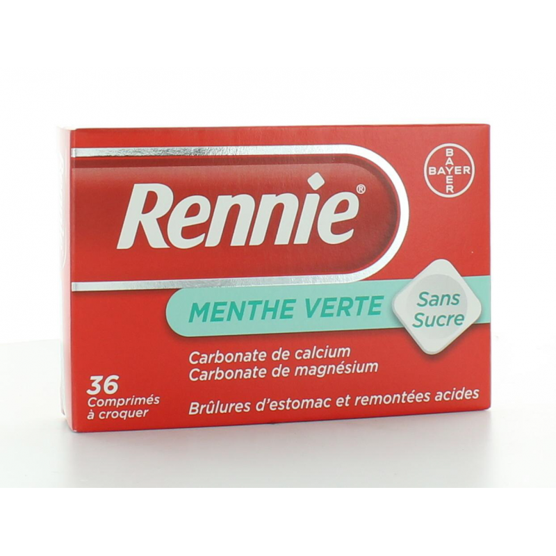 Rennie Menthe Verte sans sucre 36 comprimés