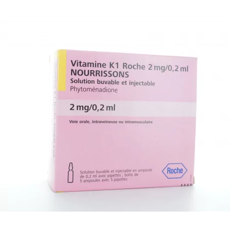 Vitamine K1 Roche Nourrissons 5 ampoules - Univers Pharmacie