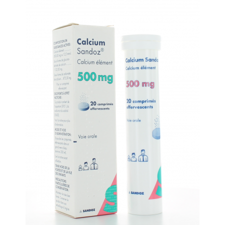 Calcium Sandoz 500 mg 20 comprimés effervescents