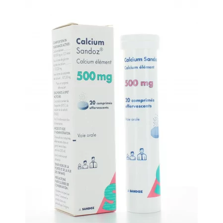 Calcium Sandoz 500 mg 20 comprimés effervescents