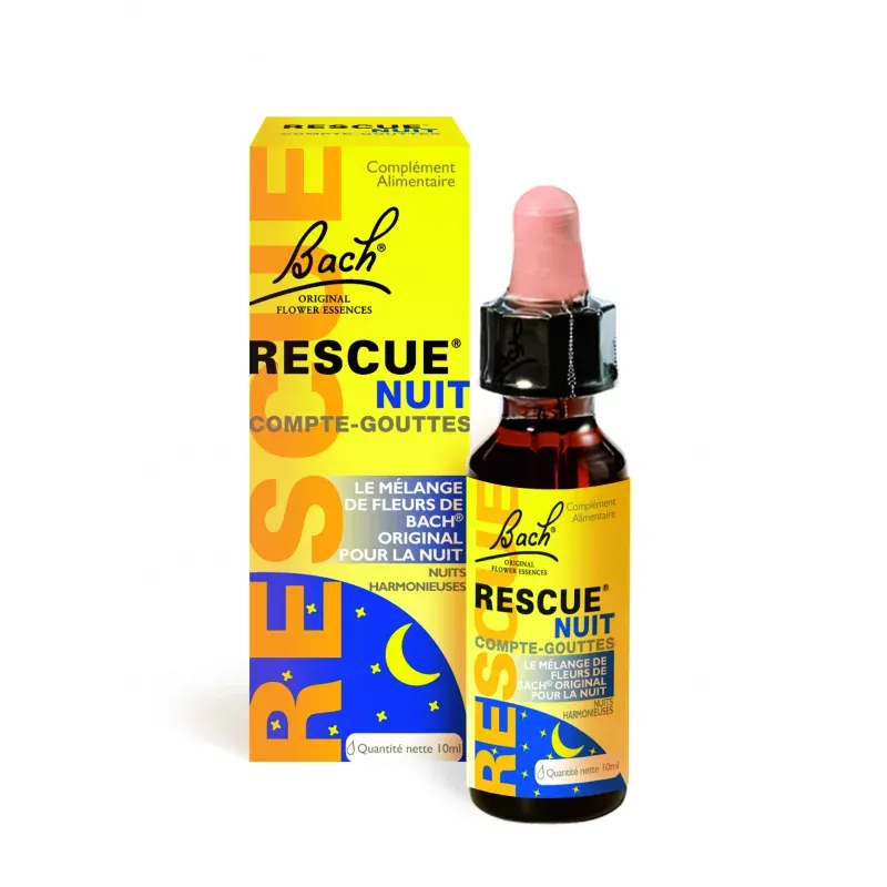 Rescue Nuit Compte-gouttes Fleurs de Bach 10 ml - Univers Pharmacie