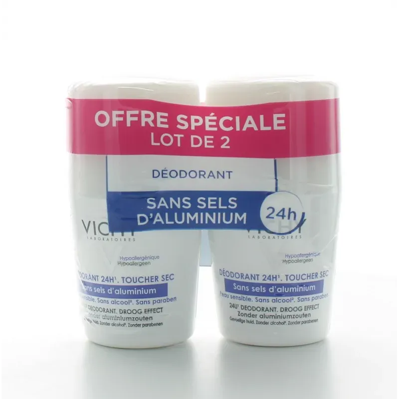 Vichy Déodorant Roll-On 24H sans sels d'aluminium 2X50ml