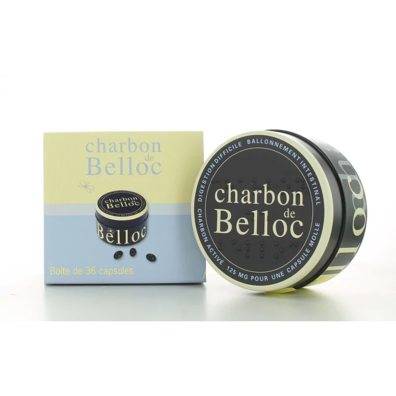 Charbon de Belloc 36 capsules Boite en Métal