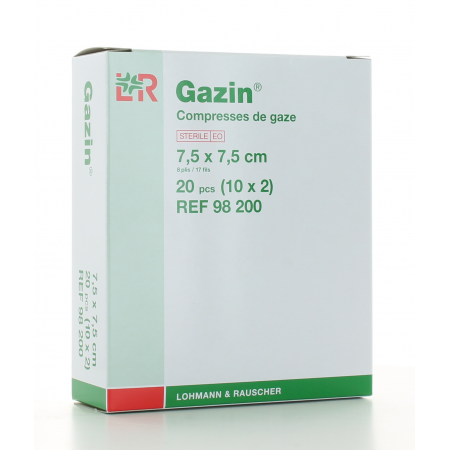 Compresses de gaze stériles Gazin 7,5 X 7,5cm - 20...