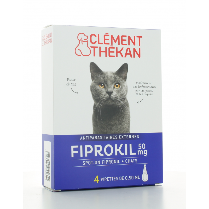 Fiprokil 50 mg Chat Clément Thékan 4 pipettes - Univers Pharmacie
