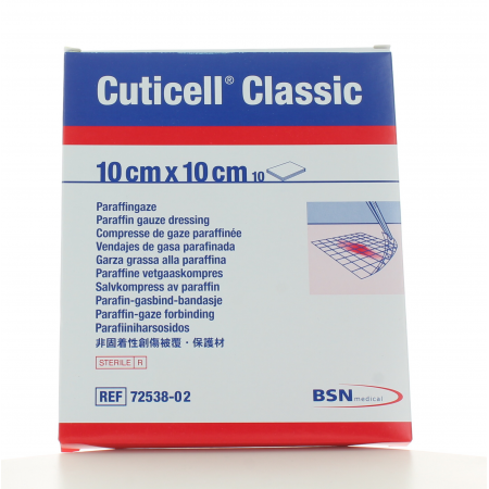 Cuticell Classic Compresse de Gaze Paraffinée 10X10cm 10 pièces - Univers Pharmacie