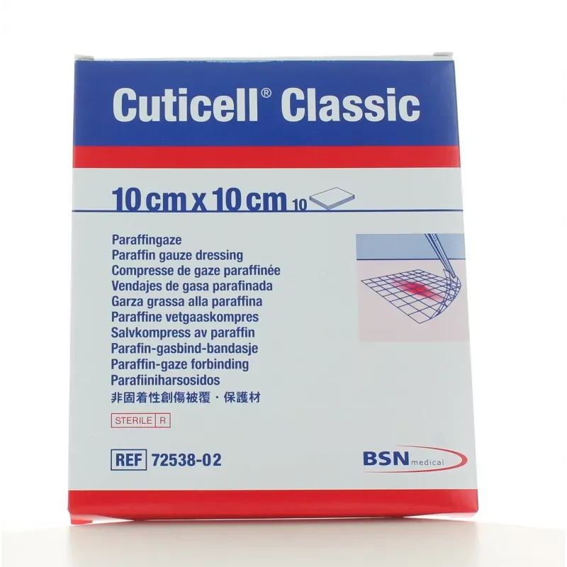 Cuticell Classic Compresse de Gaze Paraffinée 10X10cm 10 pièces - Univers Pharmacie