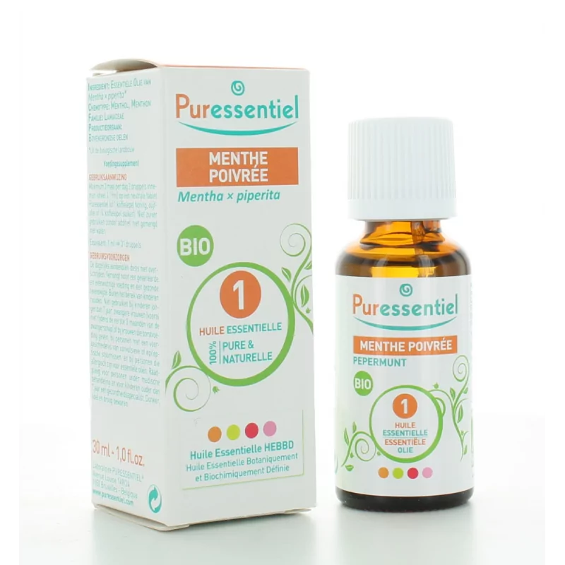Puressentiel - Huile Essentielle Menthe Poivrée - Bio - 100% pure et  naturelle - HEBBD - 10 ml