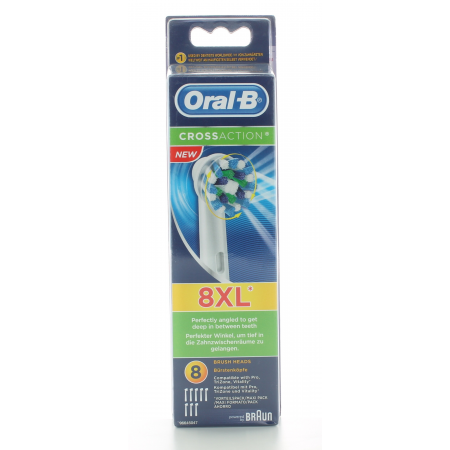 Brossettes CrossAction Oral-B Format XL X8 - Univers Pharmacie