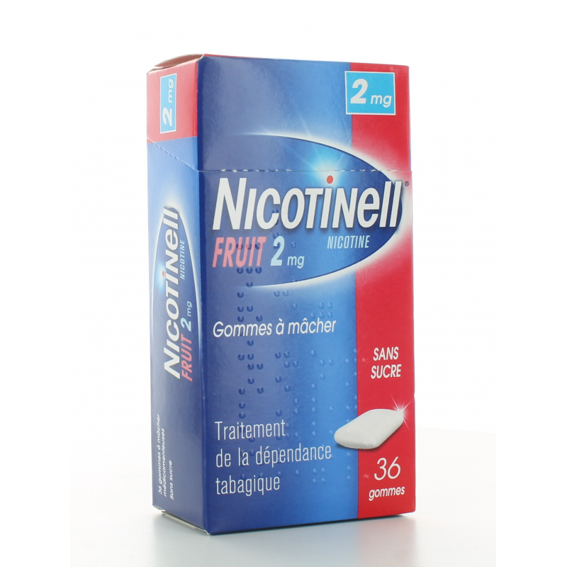 Nicotinell 2mg Fruit sans sucre 36 gommes Nicotinell 2mg Fruit sans sucre 36 gommes