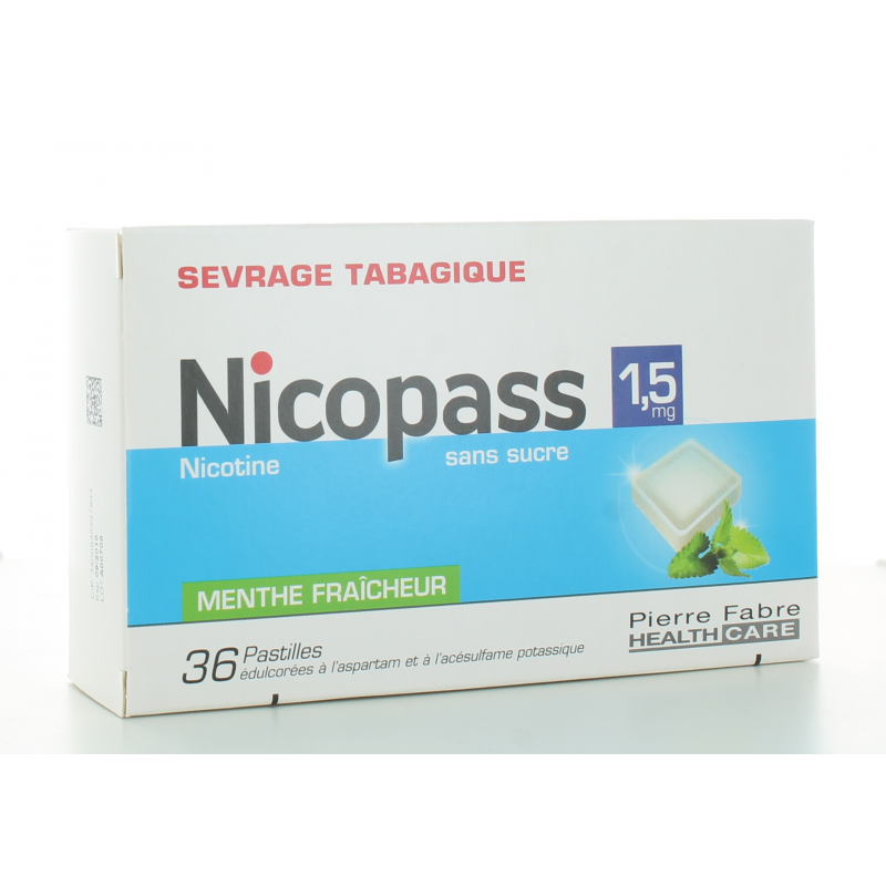 Nicopass 1,5mg Menthe Fraîcheur sans sucre 36 pastilles - Univers Pharmacie Nicopass 1,5mg Menthe Fraîcheur sans sucre 36 pastilles - Univers Pharmacie