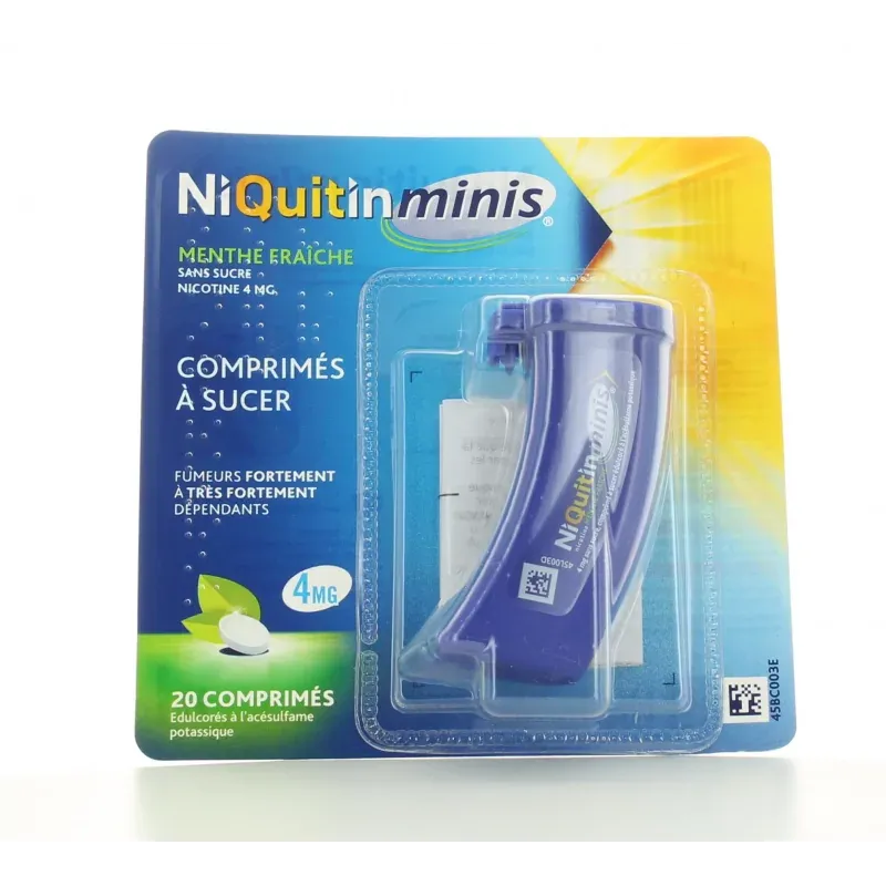 Niquitin Minis 4mg Menthe Fraîche sans sucre 20 comprimés Niquitin Minis 4mg Menthe Fraîche sans sucre 20 comprimés