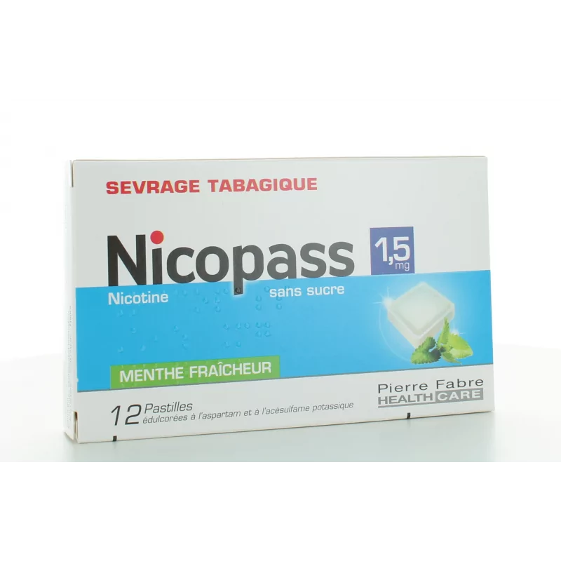 Nicopass 1.5 mg Menthe Fraîcheur sans sucre 12 pastilles