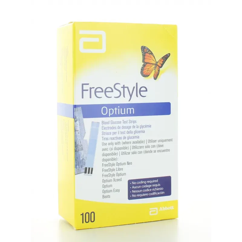 Électrodes de dosage de glycémie Optium Freestyle X100 Électrodes de dosage de glycémie Optium Freestyle X100
