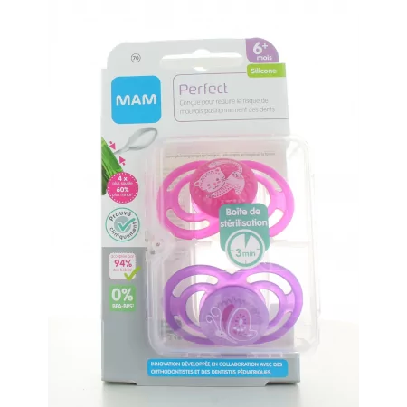 MAM Sucette Perfect Silicone 6M+X2 - Univers Pharmacie