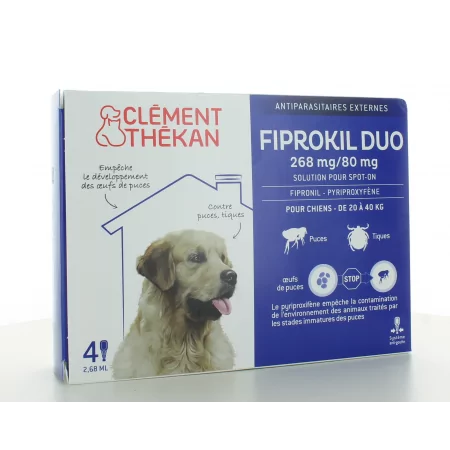 Fiprokil Duo Chien 20-40 kg 268mg/80mg 4 pipettes