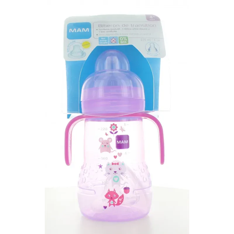 Biberon de Transition Rose 4M+ Mam