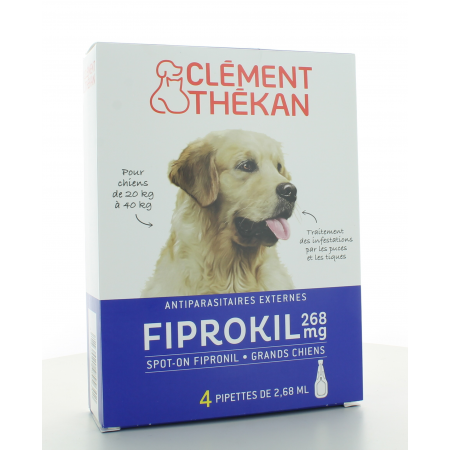 Fiprokil 268 mg Grands Chiens Clément Thékan 4 pipettes