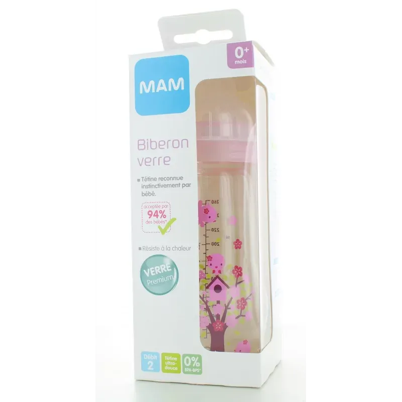 MAM Biberon en Verre Rose 260ml - Univers Pharmacie
