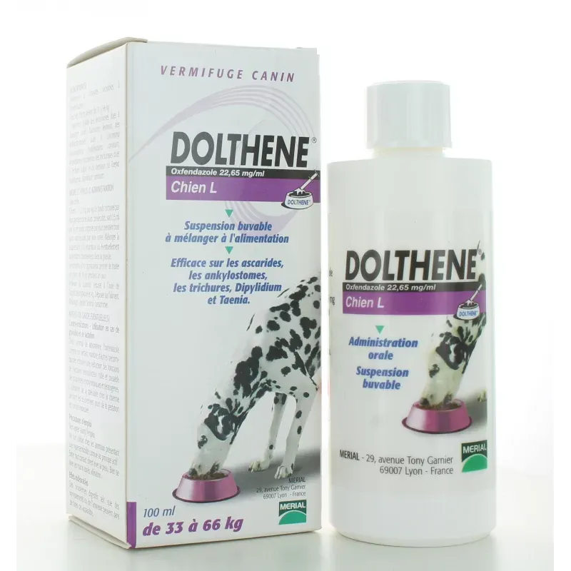 Vermifuge Dolthene Chien L 33-66kg 100 ml