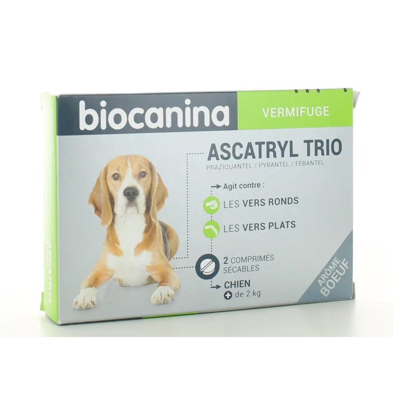 Vermifuge Ascatryl Trio Biocanina Chien 2 comprimés