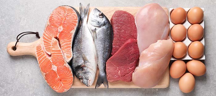 poissons, oeufs et viande