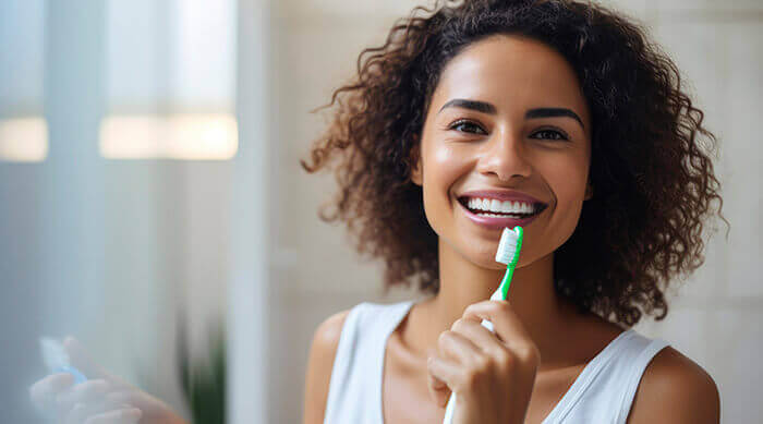 femme se brossant les dents