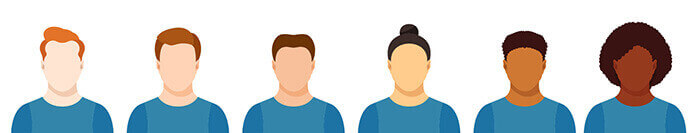 illustration des 6 phototypes