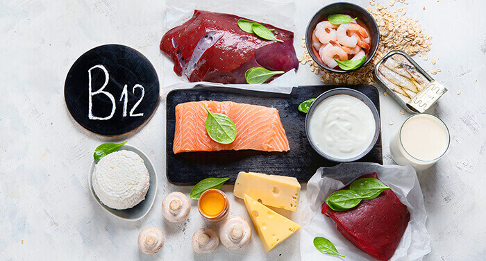 ensemble d'aliments riches en vitamine B12