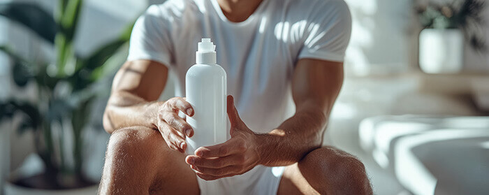 homme assis, tenant une gourde dans les mains après une séance de sport