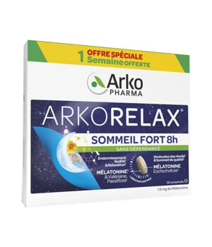 Arkopharma Arkorelax Sommeil Fort 8h la boite de 30 comprimés