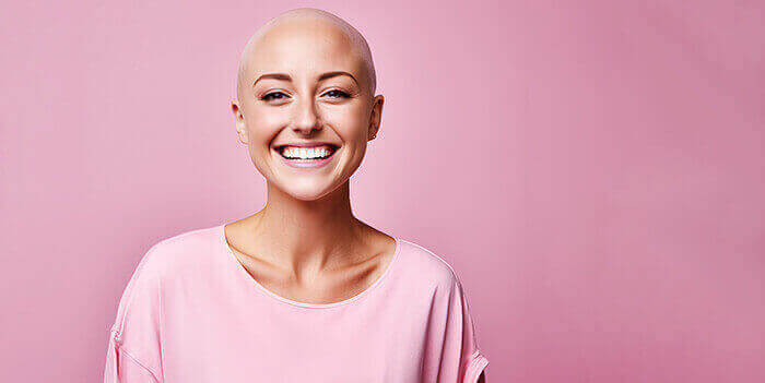 femme atteinte d'un cancer du sein ayant perdu ses cheveux