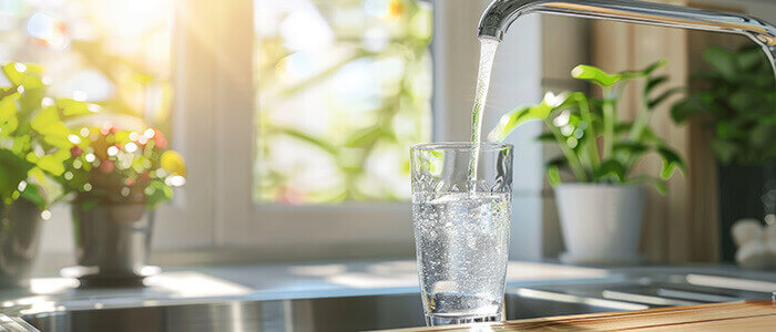 verre d'eau qui se remplit sous un robinet