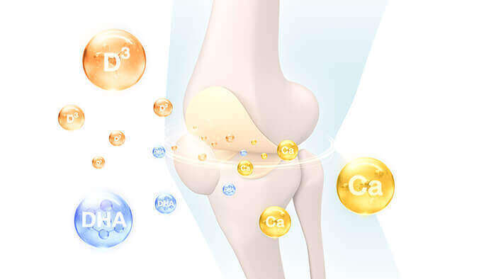 illustration de vitamine D et calcium autour d'un os