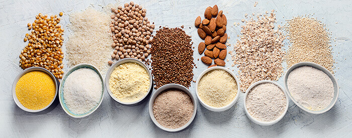 céréales contenant du gluten présentées dans des coupelles