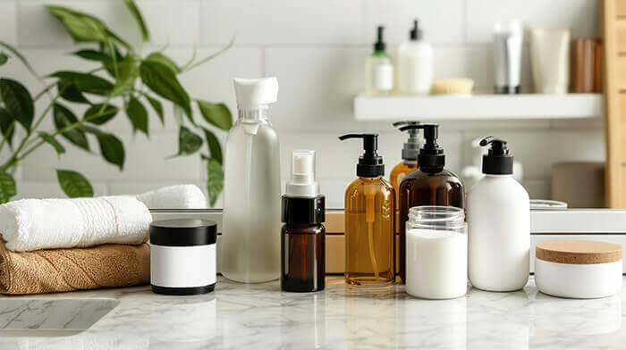 ensemble de flacons de cosmétiques