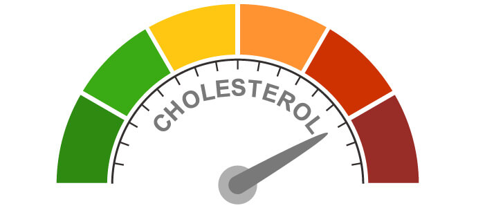 illustration d'une jauge indiquant un taux de cholestérol trop élevé