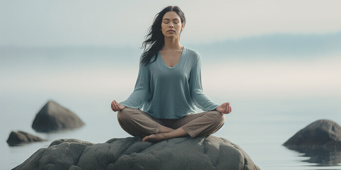 femme pratiquant un exercice de visualisation favorisant le sommeil