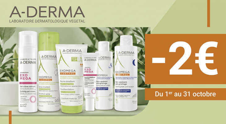 2€ de remise sur la gamme Exomega A-Derma