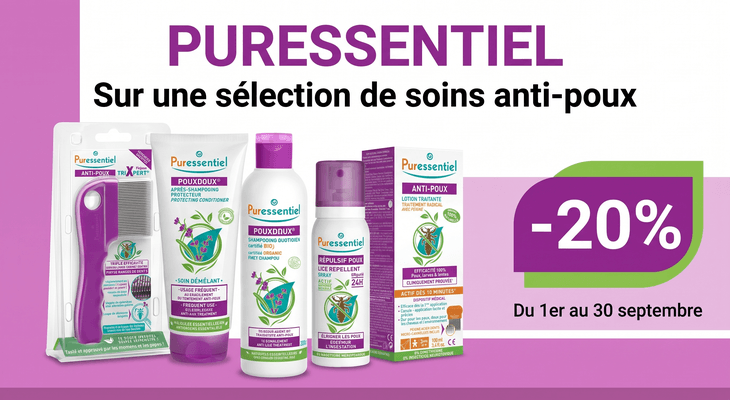 20% de remise sur une sélection de soins anti-poux Puressentiel